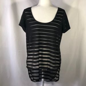 Black Striped Sheer Top